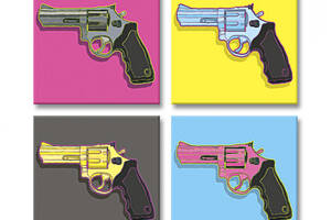 Модульная картина из четырех частей Поп Арт Пистолет Malevich Store 103x103 см (MK423212)