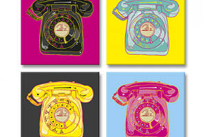 Модульна картина із чотирьох частин Поп Арт Телефон Malevich Store 73x73 см (MK423213)