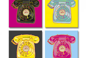Модульная картина из четырех частей Поп Арт Телефон Malevich Store 153x153 см (MK423213)