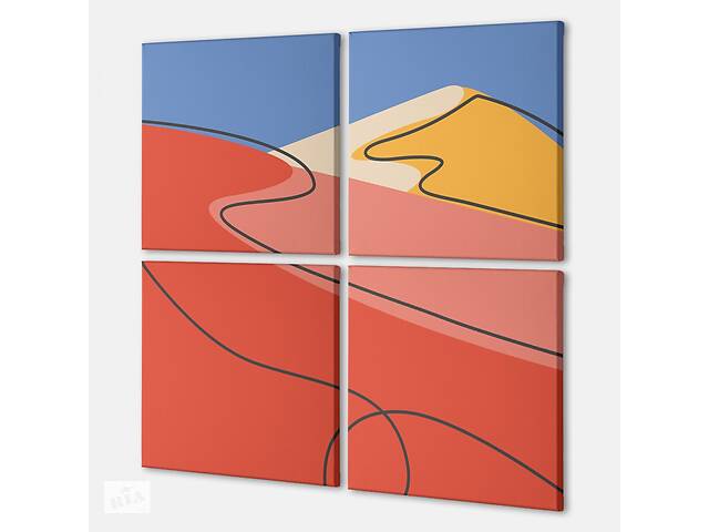 Модульна картина із чотирьох частин Rainbow Mountains Malevich Store 103x103 см (MK423208)
