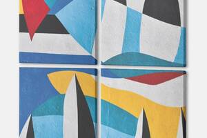 Модульная картина из четырех частей Цветные волны Malevich Store 103x103 см (MK423205)