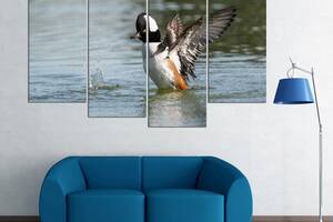 Модульна картина з чотирьох частин у спальню для інтер'єру Мила качка KIL Art 129x90 см (M4_L_598)