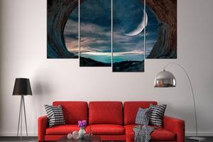 Модульная картина из четырех частей в гостиную спальню для интерьера Космический пейзаж KIL Art 129x90 см (M4_L_611)