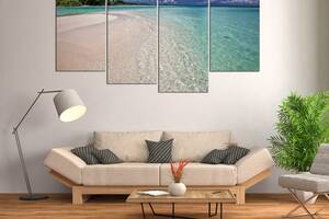Модульна картина з чотирьох частин у вітальню для інтер'єру Тропічне море KIL Art 129x90 см (M4_L_631)