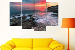 Модульна картина з чотирьох частин у вітальню спальню для інтер'єру Захід сонця на Гаваях KIL Art 129x90 см (M4_L_636)