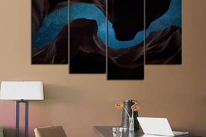 Модульна картина з чотирьох частин у вітальню для інтер'єру Зіркове небо над каньйоном KIL Art 129x90 см (M4...