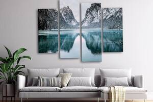 Модульна картина з чотирьох частин у вітальню для інтер'єру Холодний північний пейзаж KIL Art 129x90 см (M4_L).