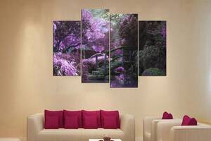 Модульна картина з чотирьох частин у вітальню для інтер'єру Гарний сад KIL Art 129x90 см (M4_L_651)