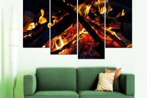 Модульна картина з чотирьох частин у вітальню спальню для інтер'єру Костер KIL Art 89x56 см (M4_M_602)