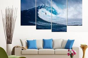 Модульна картина з чотирьох частин у вітальню для інтер'єру Велика хвиля KIL Art 89x56 см (M4_M_620)