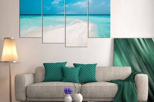 Модульна картина з чотирьох частин у вітальню для інтер'єру Блакитне море KIL Art 89x56 см (M4_M_624)