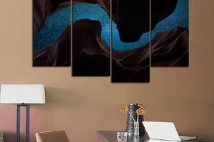 Модульна картина із чотирьох частин у вітальню спальню для інтер'єру Зіркове небо над каньйоном KIL Art 89x56 см (...