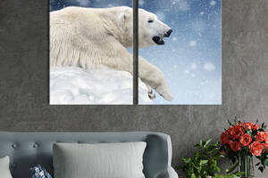 Модульная картина из двух частей KIL Art Белый медведь лежит на льдине 111x81 см (1753-2)
