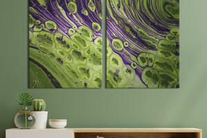 Модульная картина из двух частей KIL Art Диптих Фиолетово-зеленый узор 165x122 см (1024-2)