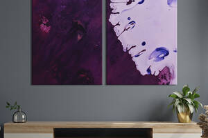 Модульная картина из двух частей KIL Art Диптих Фиолетовые мазки текущие по светлому фону 111x81 см (1129-2)