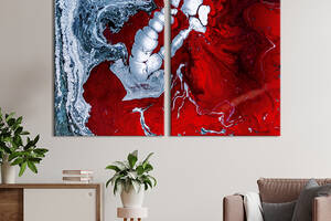 Модульная картина из двух частей KIL Art Диптих Голубой морской оттенок на красном фоне 71x51 см (1078-2)