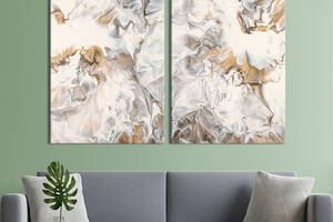 Модульная картина из двух частей KIL Art Диптих Градиент серо-коричневых волн 111x81 см (1102-2)