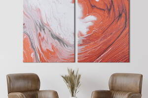 Модульная картина из двух частей KIL Art Диптих Градиент красной-розовой воронки на белом 165x122 см (1103-2)