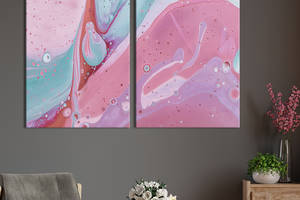 Модульная картина из двух частей KIL Art Диптих Хаотичное смешение розового бирюзового и фиолетового 71x51 см (1107-2)