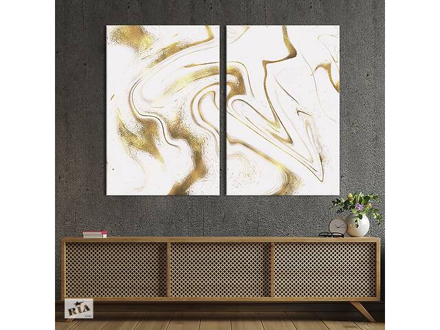 Модульная картина из двух частей KIL Art Диптих Контрастное сочетание белого и золота 71x51 см (1070-2)