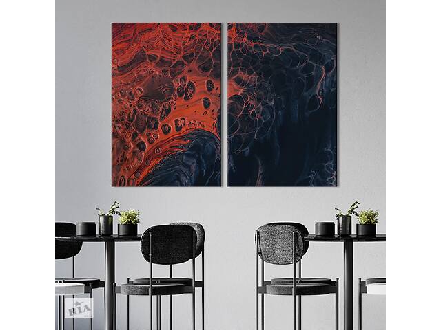 Модульная картина из двух частей KIL Art Диптих Красно черный градиент 71x51 см (1110-2)