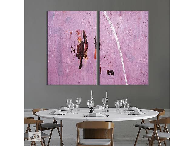Модульная картина из двух частей KIL Art Диптих Красно-оранжевые пятна на розовом 165x122 см (1122-2)