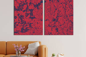 Модульная картина из двух частей KIL Art Диптих Красные разводы на темном фоне 165x122 см (1186-2)