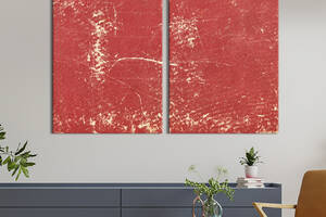 Модульная картина из двух частей KIL Art Диптих Красный морковный фон с светлыми потертостями 111x81 см (1229-2)