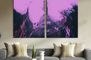Модульная картина из двух частей KIL Art Диптих Красивое розовое пятно на тёмном фоне 71x51 см (1080-2)