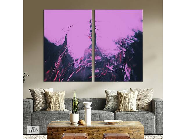 Модульная картина из двух частей KIL Art Диптих Красивое розовое пятно на тёмном фоне 165x122 см (1080-2)