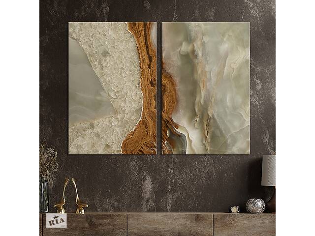 Модульная картина из двух частей KIL Art Диптих Красивый коричневый узор на мраморе 71x51 см (1089-2)