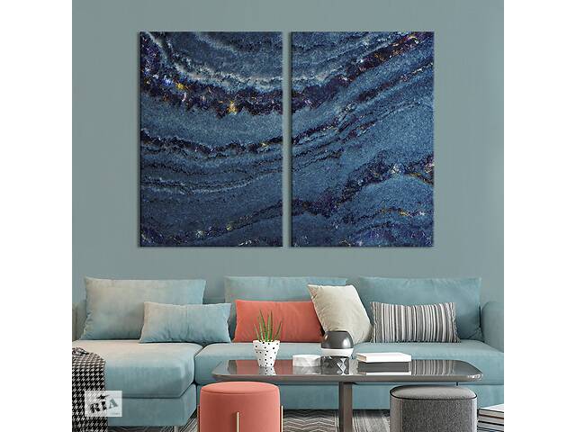 Модульная картина из двух частей KIL Art Диптих Насыщенная синяя текстура волн 165x122 см (1051-2)