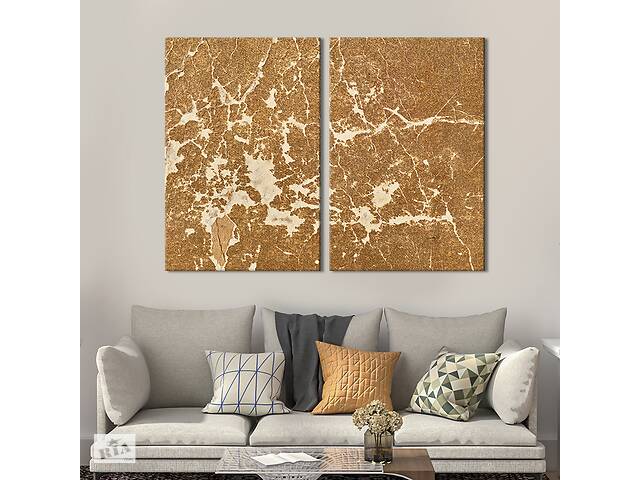 Модульная картина из двух частей KIL Art Диптих Неплотные коричневые мазки на молочном фоне 165x122 см (1228-2)