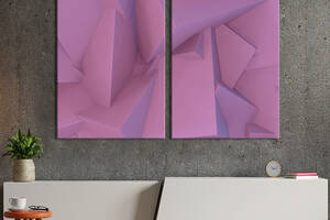 Модульная картина из двух частей KIL Art Диптих Объемный бледно розовый фон 111x81 см (1202-2)
