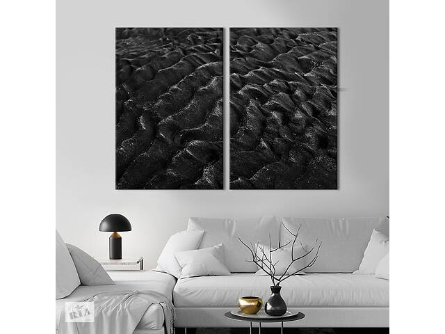 Модульная картина из двух частей KIL Art Диптих Пепельно-черный с белыми частицами 71x51 см (1118-2)