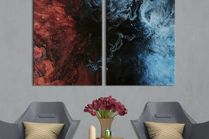 Модульная картина из двух частей KIL Art Диптих Размытые волны красного и синего цветов 111x81 см (1101-2)