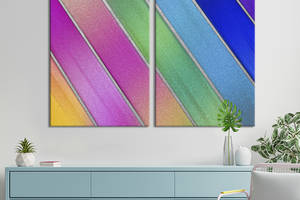 Модульная картина из двух частей KIL Art Диптих Разноцветные полосы по углом 165x122 см (1097-2)