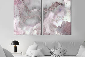 Модульная картина из двух частей KIL Art Диптих Серый фон с бледно-розовыми разводами 111x81 см (1237-2)
