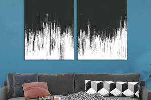 Модульная картина из двух частей KIL Art Диптих Светлые потертости на черном фоне 71x51 см (1230-2)