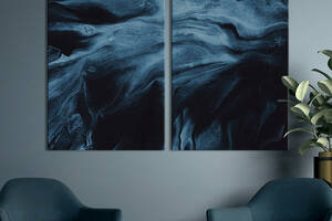 Модульная картина из двух частей KIL Art Диптих Сине голубой градиент на черном фоне 111x81 см (1113-2)
