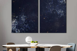 Модульная картина из двух частей KIL Art Диптих Темно синий фон с белыми разводами 165x122 см (1099-2)