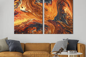 Модульная картина из двух частей KIL Art Диптих Тонкие линии оранжево-серых оттенков 111x81 см (1116-2)