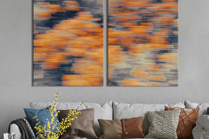 Модульная картина из двух частей KIL Art Диптих Тонкие разводы оранжево-синего градиента 111x81 см (1169-2)