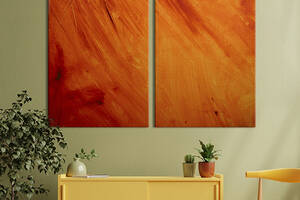 Модульная картина из двух частей KIL Art Диптих Тонкие хаотичные мазки оранжевого цвета 111x81 см (1174-2)