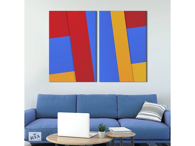 Модульная картина из двух частей KIL Art Диптих Выраженные цвета красный, синий, оранжевый 71x51 см (1031-2)