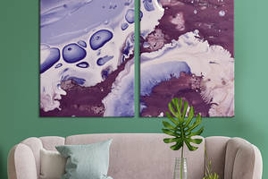 Модульная картина из двух частей KIL Art Диптих Ярко бордовые и бледно фиолетовые разводы 71x51 см (1131-2)