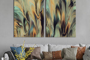 Модульная картина из двух частей KIL Art Диптих Яркие разноцветные мазки 111x81 см (1117-2)