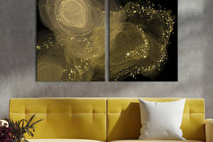 Модульная картина из двух частей KIL Art Диптих Желтые разводи с золотым акцентом 165x122 см (1028-2)