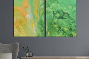 Модульная картина из двух частей KIL Art Диптих Желто-салатовые разводы 165x122 см (1108-2)