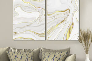 Модульная картина из двух частей KIL Art Диптих Золото на белом мраморе 111x81 см (1021-2)